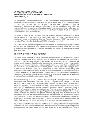 Thumbnail Ag Growth International Quarterly Report 2022-q1