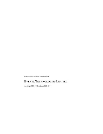 Miniature Evertz Technologies Bilan financier fy2015