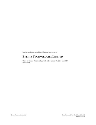 Thumbnail Evertz Technologies Quarterly Report 2015-q3