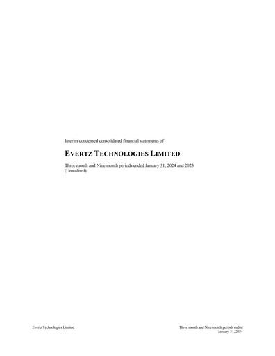 Thumbnail Evertz Technologies Quarterly Report 2024-q3