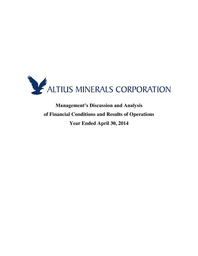 Thumbnail Altius Minerals Financial Report 2014