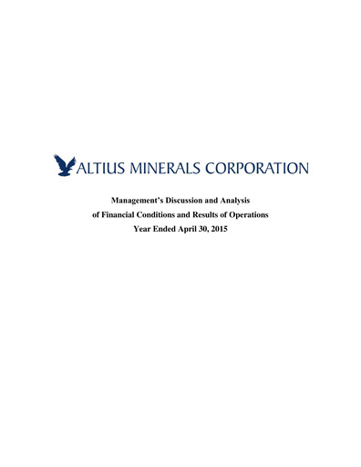 Thumbnail Altius Minerals Financial Report 2015