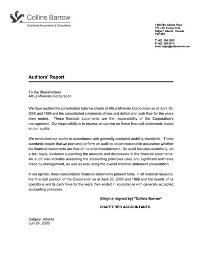Thumbnail Altius Minerals Financial Statement fy2000
