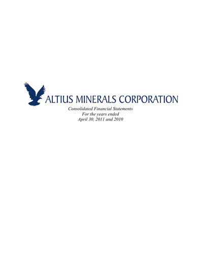 Thumbnail Altius Minerals Financial Statement fy2011