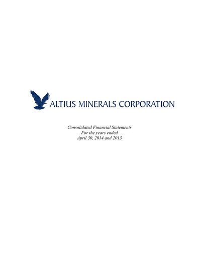 Thumbnail Altius Minerals Financial Statement fy2014