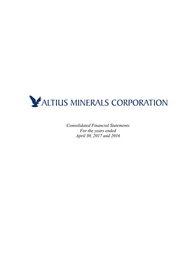 Thumbnail Altius Minerals Financial Statement fy2017