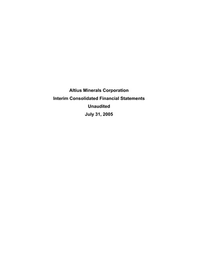 Vorschaubild Altius Minerals Quartalsbericht 2006-q1