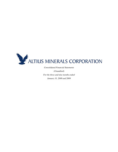 Vorschaubild Altius Minerals Quartalsbericht 2009-q3