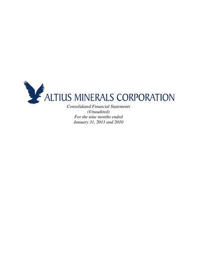 Vorschaubild Altius Minerals Quartalsbericht 2011-q3