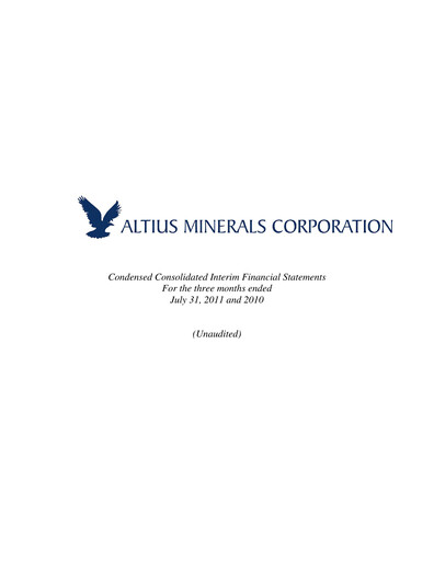 Vorschaubild Altius Minerals Quartalsbericht 2012-q1