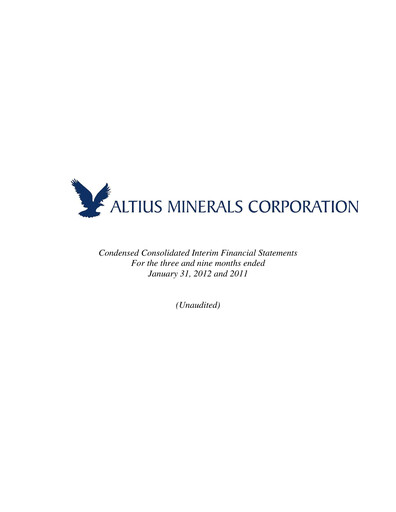 Vorschaubild Altius Minerals Quartalsbericht 2012-q3
