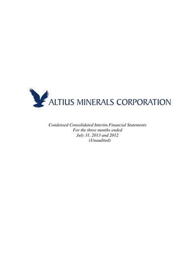 Vorschaubild Altius Minerals Quartalsbericht 2014-q1