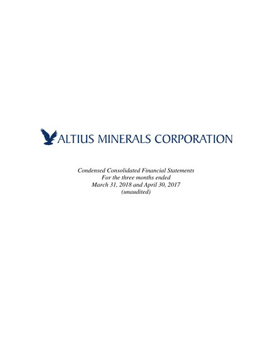 Thumbnail Altius Minerals Quarterly Report 2018-q1
