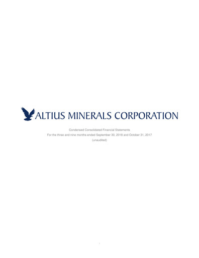 Thumbnail Altius Minerals Quarterly Report 2018-q3