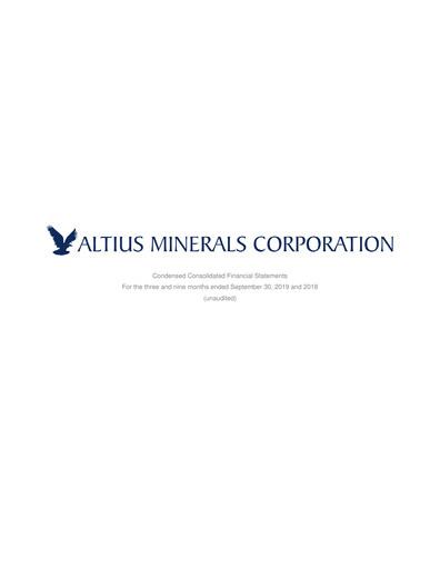 Thumbnail Altius Minerals Quarterly Report 2019-q3