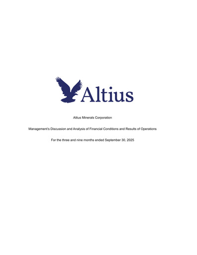 Thumbnail Altius Minerals Quarterly Report 2025-q3