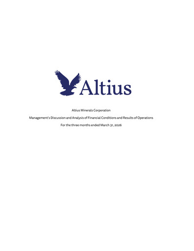 Miniature Altius Minerals Rapport trimestriel 2026-q1