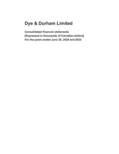 Thumbnail Dye & Durham Financial Statement 2024