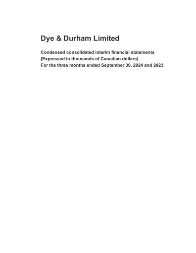 Thumbnail Dye & Durham Financial Statement 2025-q1