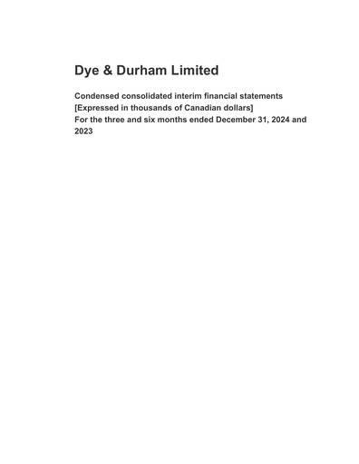 Thumbnail Dye & Durham Financial Statement 2025-q2