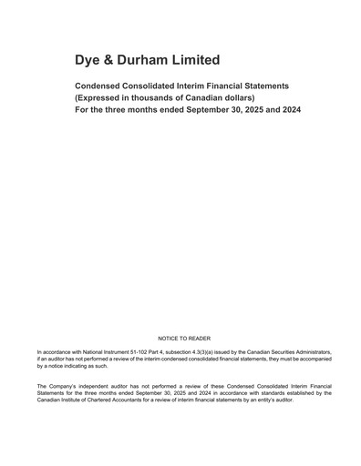 Thumbnail Dye & Durham Financial Statement 2026-q1