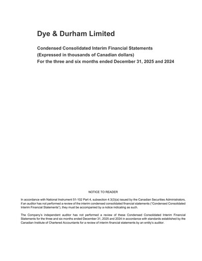 Thumbnail Dye & Durham Financial Statement 2026-q2