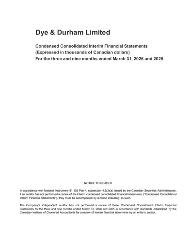 Thumbnail Dye & Durham Financial Statement 2026-q3