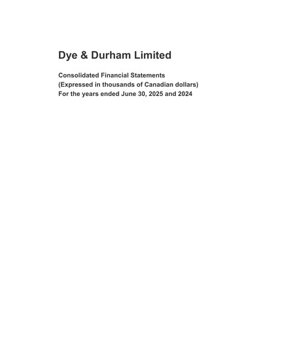 Thumbnail Dye & Durham Financial Statement fy2025