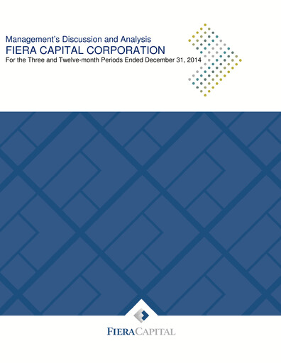 Miniature Fiera Capital Rapport financier 2014