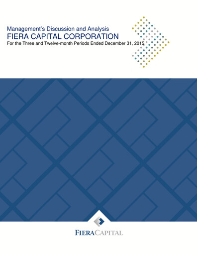 Miniature Fiera Capital Rapport financier 2015