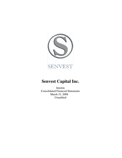 Thumbnail Senvest Capital Quarterly Report 2008-q1