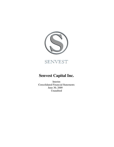 Thumbnail Senvest Capital Quarterly Report 2009-q2