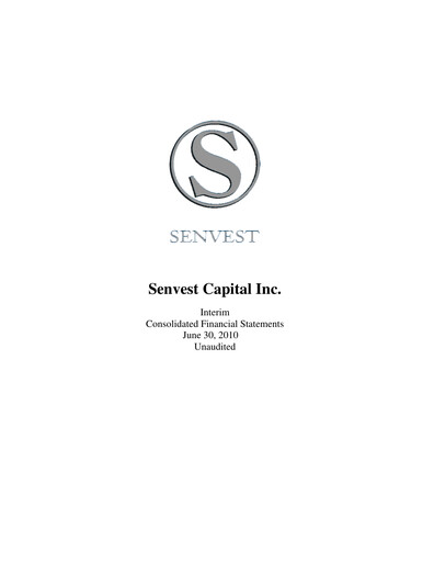 Thumbnail Senvest Capital Quarterly Report 2010-q2