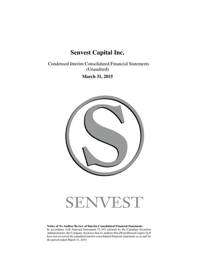 Thumbnail Senvest Capital Quarterly Report 2015-q1
