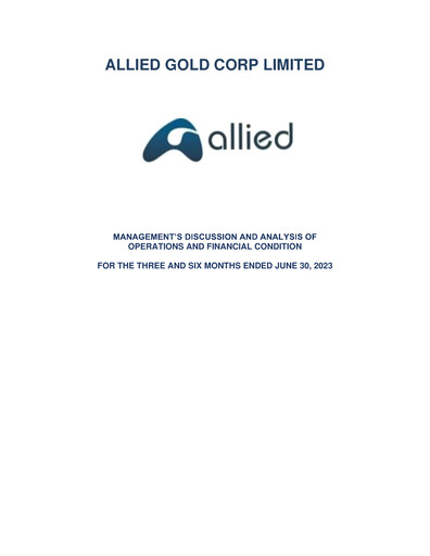 Vorschaubild Allied Gold Corporation Quartalsbericht 2023-q2