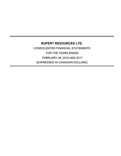 Thumbnail Rupert Resources Financial Statement fy2018