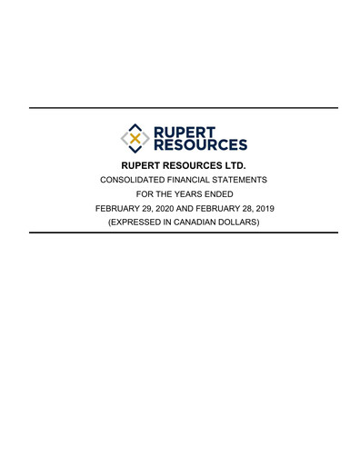 Thumbnail Rupert Resources Financial Statement fy2020