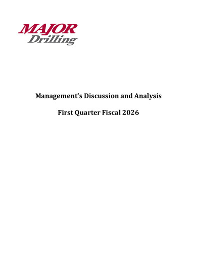 Miniature Major Drilling Group International Rapport trimestriel 2026-q1