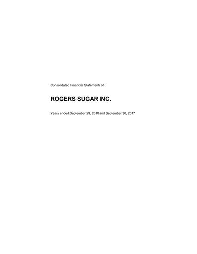Thumbnail Rogers Sugar (Lantic) Financial Statement fy2018