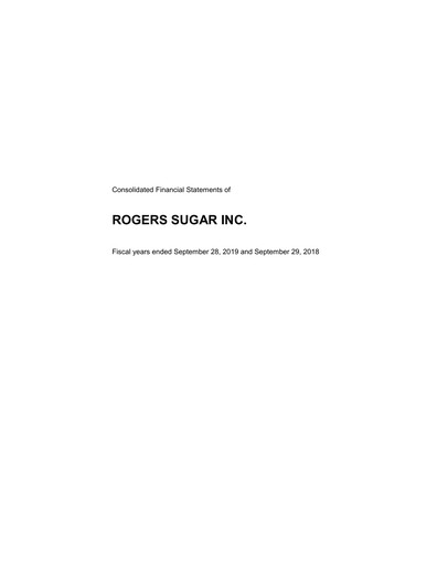 Thumbnail Rogers Sugar (Lantic) Financial Statement fy2019