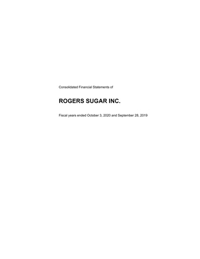 Thumbnail Rogers Sugar (Lantic) Financial Statement fy2020