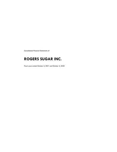 Thumbnail Rogers Sugar (Lantic) Financial Statement fy2021