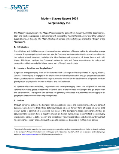 Miniature Surge Energy Rapport ESG 2024