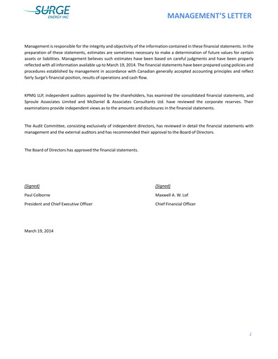 Thumbnail Surge Energy Financial Statement 2013