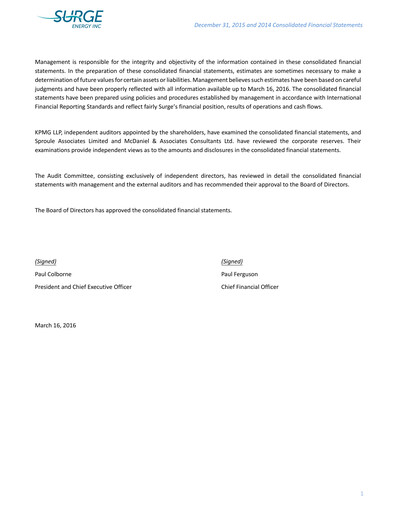 Thumbnail Surge Energy Financial Statement 2015