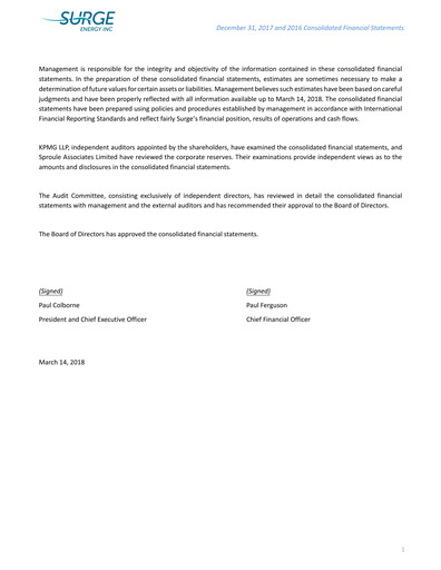 Thumbnail Surge Energy Financial Statement 2017
