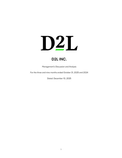 Thumbnail D2L Inc. Quarterly Report fy2026-q3