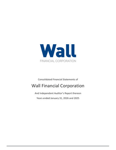 Vorschaubild Wall Financial Corporation Finanzmitteilung fy2026