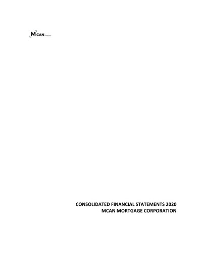 Vorschaubild MCAN Mortgage Corporation Finanzmitteilung 2020
