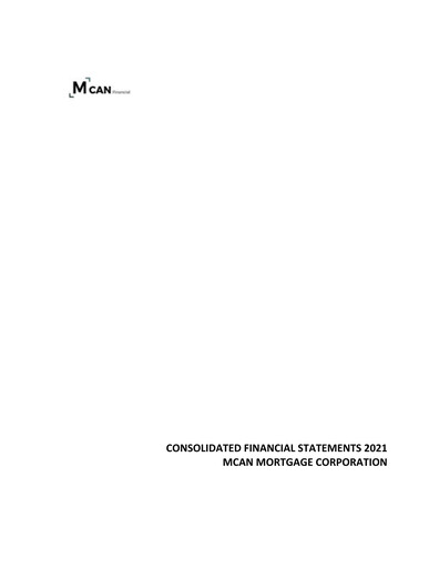 Vorschaubild MCAN Mortgage Corporation Finanzmitteilung 2021
